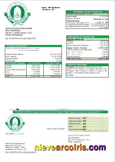 Bangladesh Islami bank mortgage statement